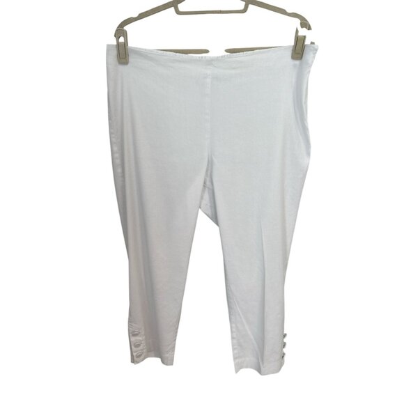 Women's J.Jill Linen Button Hem Ankle Pants, size large - Picture 3 of 13